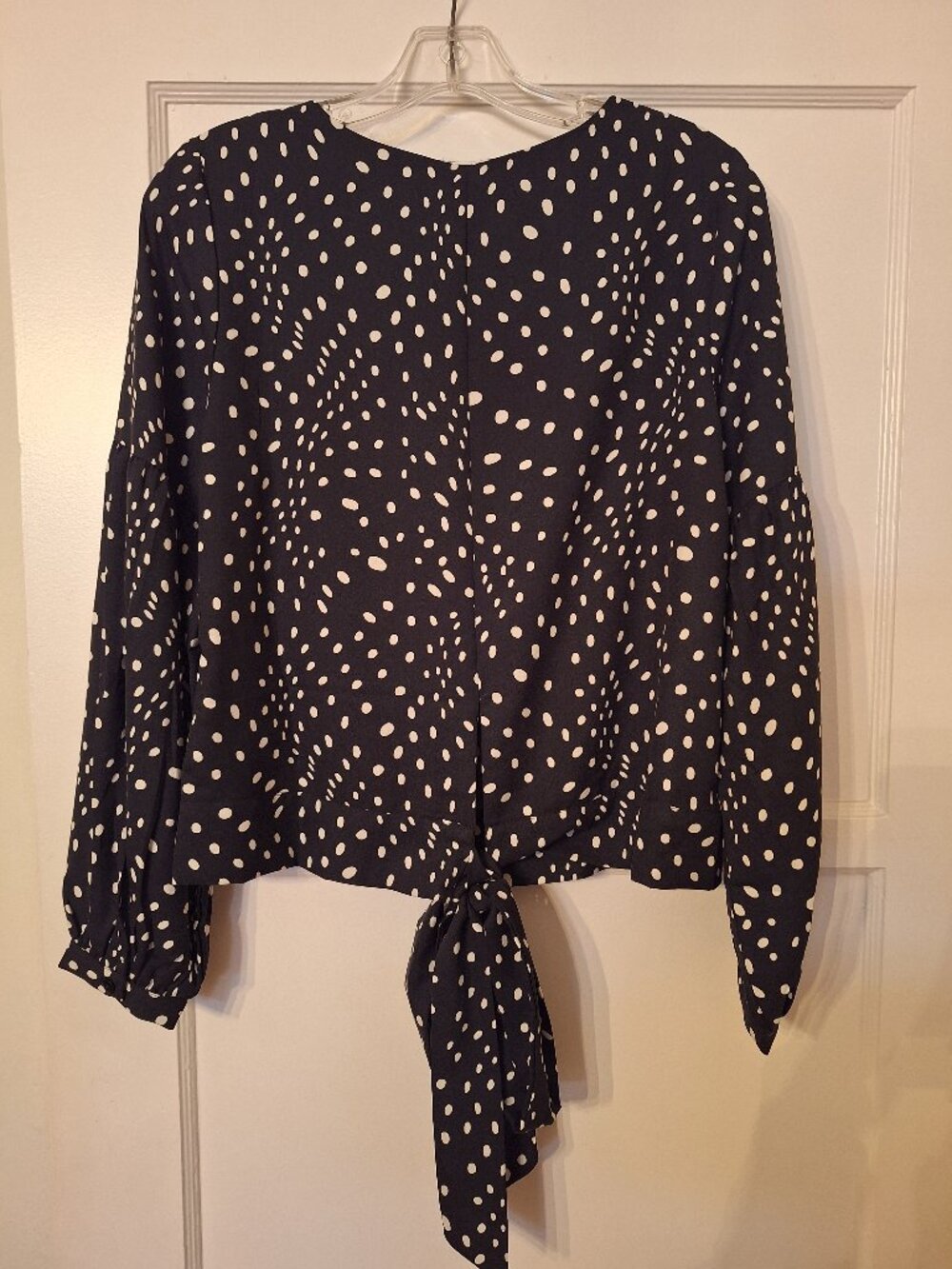 Black Lascana blouse with white polka dots